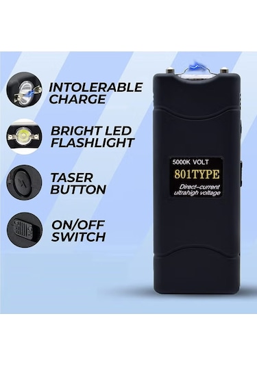 Yuntech01 Güvenli Geçiş Için Usb Şarjlı Çift Fonksiyonlu Metal El Feneri - Güvenlik Ve Aydınlatma, 801 Modeli Siyah