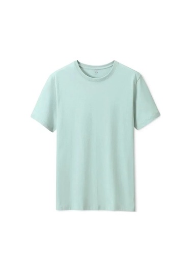 Snapbuy180g Pamuk Erkek Kadın Yazlık T-shirt Kısa Kollu Düz Renkbej Bej