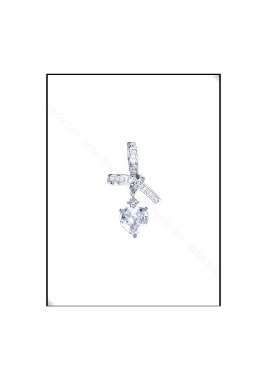 Zirkon Taşlı, Sallantılı Kalp Model, Küpe 355, Gümüş Renk Gümüş