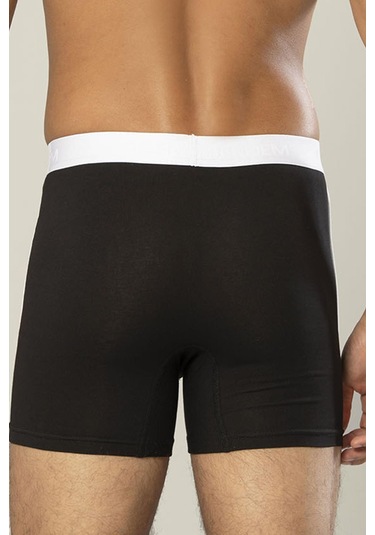 Erdem Siyah Pamuk Elastan Uzun Boxer 1417 Siyah