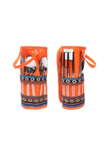 Sones Açık Sofra 12 Parça Takım Elbise Kamp Taşınabilir Paslanmaz Çelik Çubuklarını Bıçak Çatal Kaşık Malzemeleri Piknik Çantası Çok Renkli