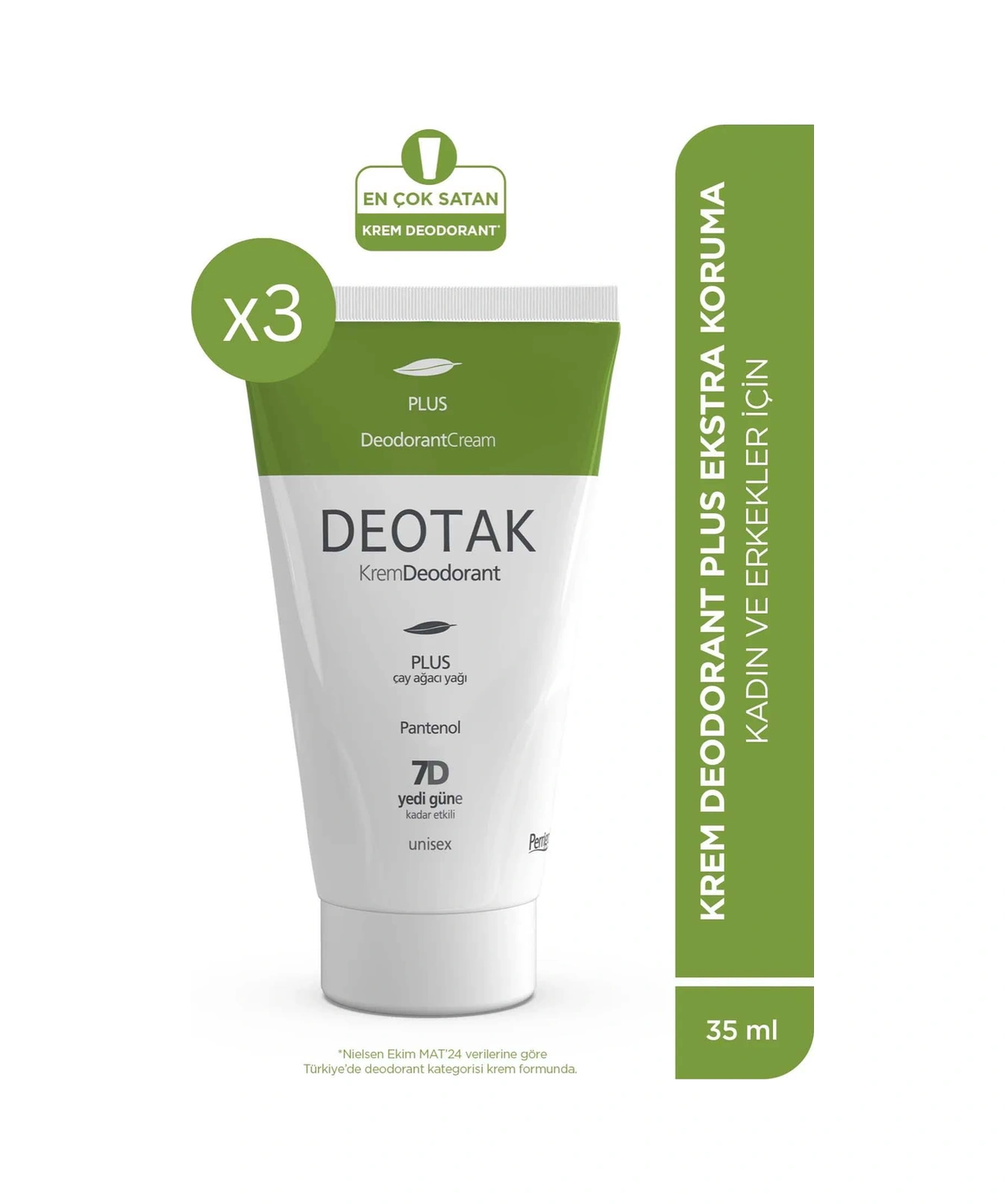 Deotak Plus Ekstra Koruma 7 Güne Kadar Etkili Krem Deodorant 3 x 35 ML