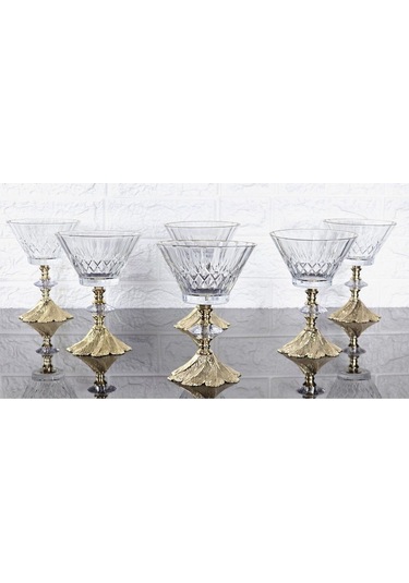 Paşabahçe Serisi Vanıllıa Kase & Magnolıa Kase & Dondurmalık & Şekerlik Semerkand Gold Döküm Ayaklı Naturel