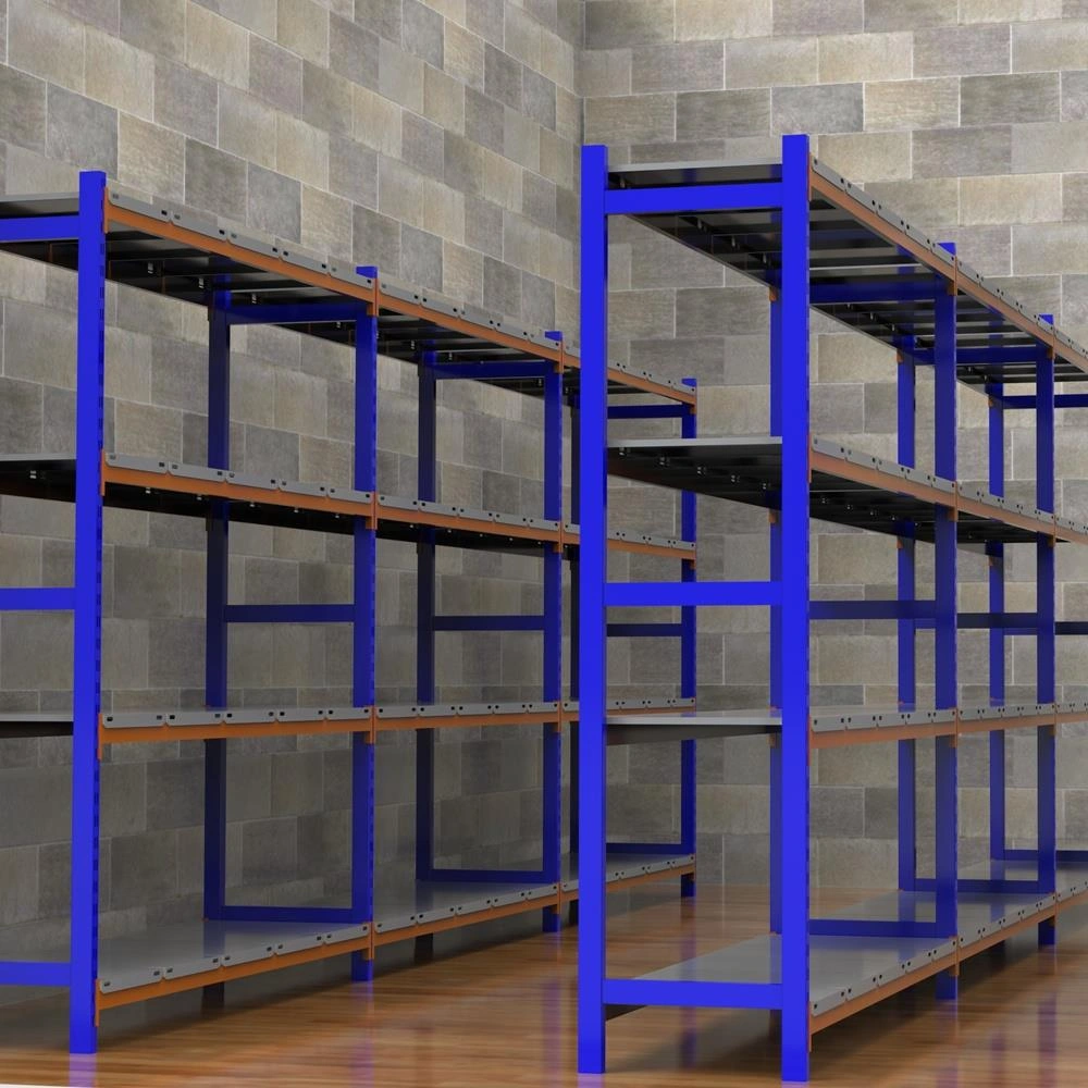 4 Katlı Duble Depo Rafı - 300-350 Kg Taşıma Kapasiteli Hafif Rack Raf Metalik