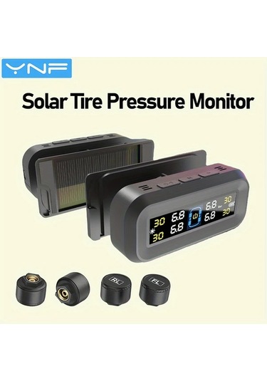 Boatshop1 Siyah Akıllı Lastik Basınç İzleme Sistemi Gerçek Zamanlı 4 Tekerlek İzleme Doğru Basınç Sıcaklık Göstergesi Düşük Basınç Uyarısı Usb Şarj