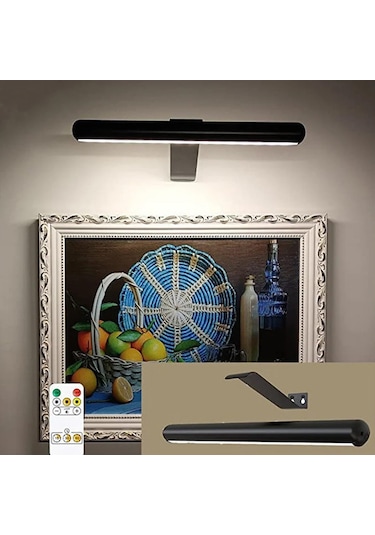 Gajeena Duvara Sıkışan Akıllı Resim Lambası - Dokunmatik Ve Uzaktan Kontrol, 3 Renk Tonu 2600k-6000k , Sürekli Parlaklık Ayarlama, 4500mah Pil, Siyah Beyaz