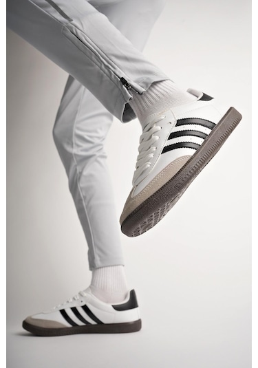 Muggo Jabbar Unisex Ortopedik Günlük Garantili Bağcıklı Yürüyüş Koşu Sneaker Spor Ayakkabı Beyaz - Siyah