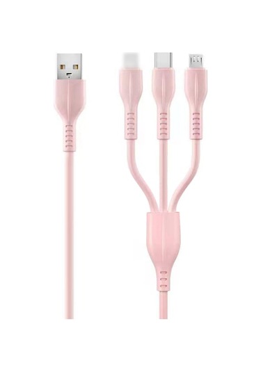 Type C/micro-b/ios Uyumlu 3 Ü 1 Arada Hızlı Şarj Kablosu - 2a Güç, Silikon Malzeme, 1m Uzunluk