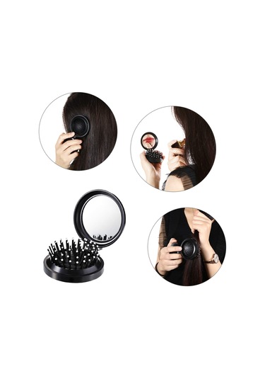 Paket Katlanabilir Seyahat Aynası Saç Fırçaları Yuvarlak Taşınabi