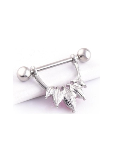 Suntek 1 Çift Yarım Daire Pembe Kristal Çiçek Meme Halkası Pembe