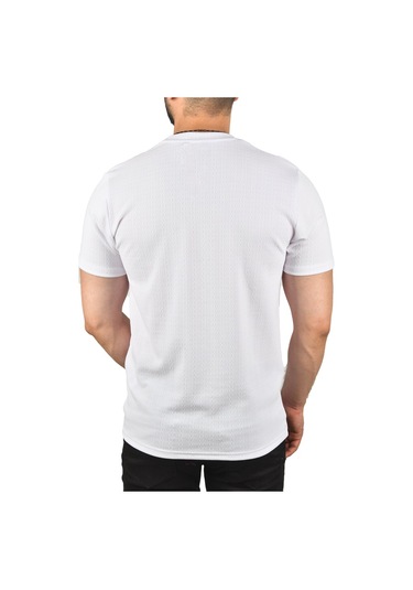 Deepsea Erkek Beyaz Nefes Alan Pamuklu Tişört Bisiklet Yaka Dar Kesim Yumuşak Dokulu Tişört 2504352 Beyaz