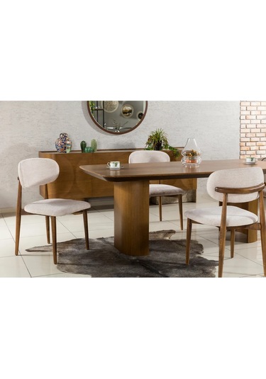 Bella Yemek Odası Takımı Yemek Masası + 4 Adet Sandalye Kahverengi