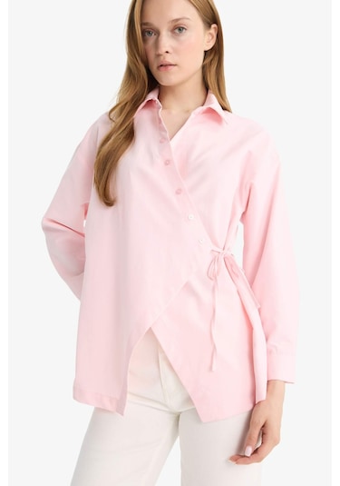 Defacto Regular Fit Gömlek Yaka Önden Bağlamalı Poplin Uzun Kollu Gömlek Tunik F8347ax25aupn648 Pembe Defacto Regular Fit Gömlek Yaka Önden Bağlamalı Poplin Uzun Kollu Gömlek Tunik F8347ax25aupn648 Pembe