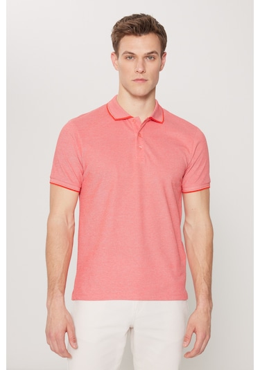 Ac&Co / Altınyıldız Classics 4A4820200047Ncbl Düğmeli Polo Yaka Cepsiz Slim Fit Erkek Tişört Narçiçeği - Beyaz