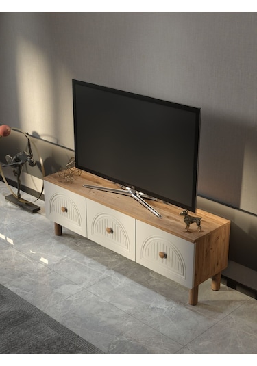 Bohem Tarz 135cm 3 Kapaklı Mdf Kapak Tv Ünitesi Kahverengi