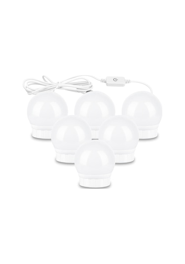 Qingmipy Hollywood Tarzı Led Aydınlatmalı Dokunmatik Makyaj Aynası - 3 Renk Işık Ve Parlaklık Ayarlı Usb Şarjlı Beyaz