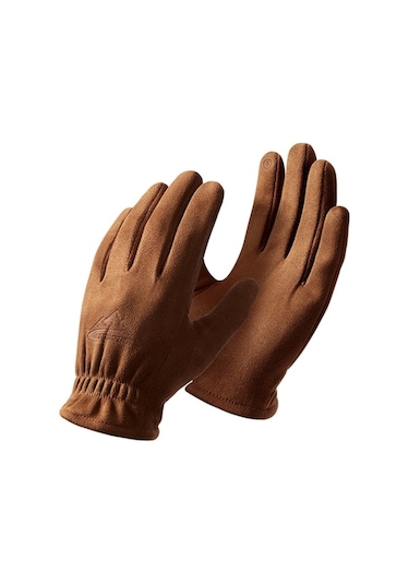 Trendooze Tam Süet Sıcak Parmak Kış Golovejoy Erkek Eldiveni Eldiven Ekran Dy55 Dokunmatik Deve Çift Butu Bisiklet 1 Ts Devetüyü