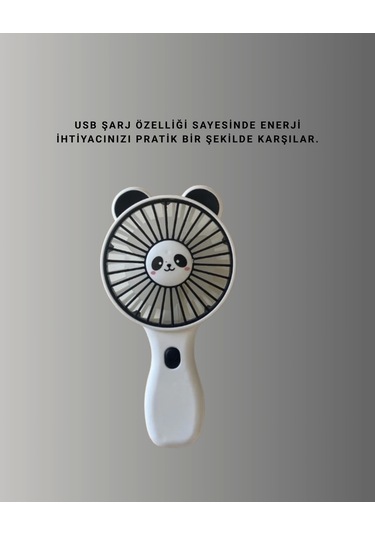 Dekoratif Panda Tasarımlı Küçük Boy Fan