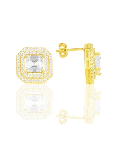 Gümüş Altın Yaldızlı Özel Tasarım Baget Kesim Zirkon Taşlı Üçlü S