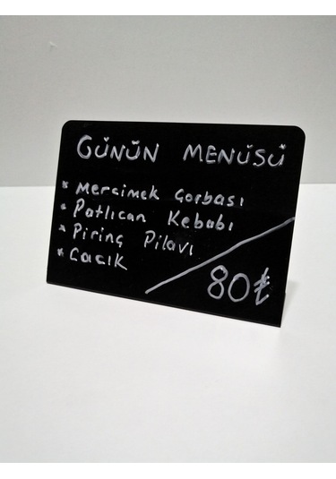 10 Ad Silinebilir Karatahta Siyah Etiket Stand İsimlik 14x10 Cm