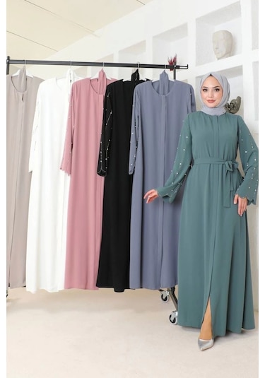 Kolları Taş Detaylı Ferace Taş