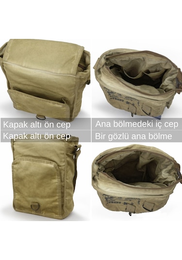 Old Cotton Cargo 8184 Camel Krem Salaş Kanvas Postacı Çantası Camel