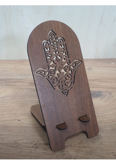 2 Adet Ahşap Fatıma'nın Eli Telefon Tutucu Masaüstü Telefon Stant