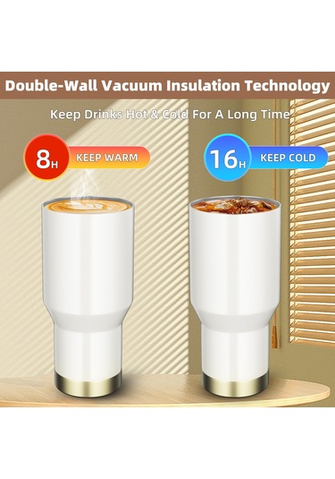 Sones Paslanmaz Çelik Araba Kahve Kupası Çift Duvarlı Vakumlu Soğuk Tutma Yalıtımlı Kupa Boyun Askılı, Kapasite: 600ml