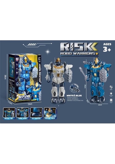 35 Cm Roket Atan Savaşçı Mavi Robot - Pilli , Işıklı Ve Müzikli Genel