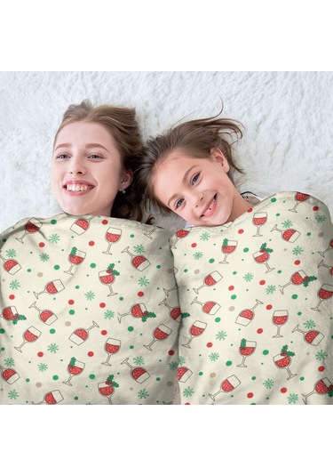 Noel Desenli 47 İnç Yuvarlak Flanel Battaniye, Yetişkin Ve Çocuk İçin, Yumuşak, Rahat Ve Hafif Noel Şarap Bardağı