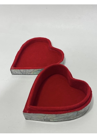 Sedef Kaplama Kalp Model Kadife Hediye Kutusu Orta-model 1