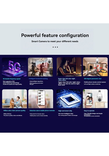 Tuya Işık Başkamerası 3.0mp Kapalı Pan Baş Ev Kamerası 2.4g/5g Çift Frekans Wıfı Mobil Telefon Uzaktan Hd Çift Ampul Kamerası