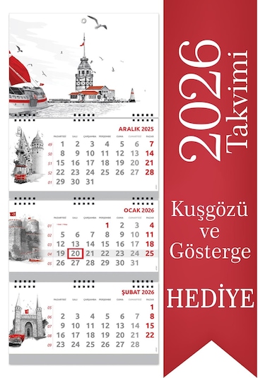 2026 Büyük Boy Gemici Takvimi Denizci Duvar Takvimi İstanbul 33x77,5 Cm