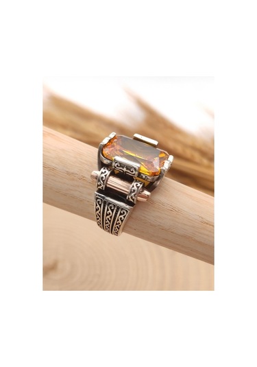 925 Ayar Gümüş Sitrin Baget Taşlı "Şah Cihan" Yüzüğü