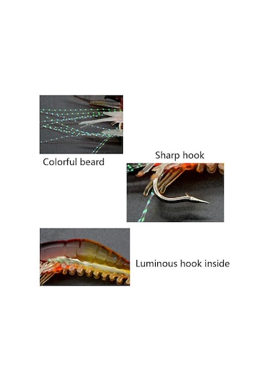 PROFISHER Silikon Yapay Fosforlu Karides Sahte Yem (A) Bordo