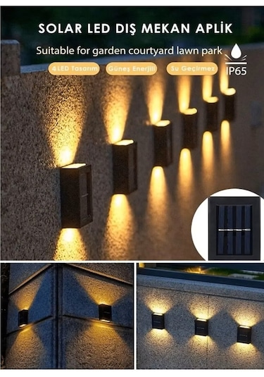 Brokoli Home Solar Çift Taraflı Duvar Lambası Güneş Enerjili Aydınlatma Dekorasyon Aplik Işık