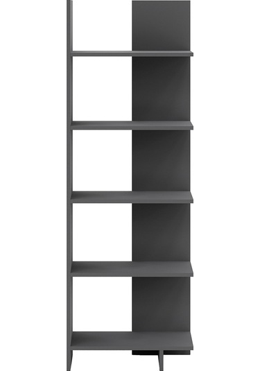Asimetrik Beş Raflı Kitaplık Antrasit Gri