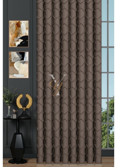 Jakar Kesme Fon Perde Ezgi V-6013 Kahve Kahverengi