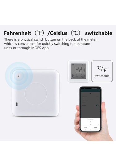 Lemestar Akıllı Ev Bluetooth Nem Ve Sıcaklık Sensörü, Lcd Ekranlı, Gerçek Zamanlı Tespit, Uygulama İle Kontrol Edilebilir