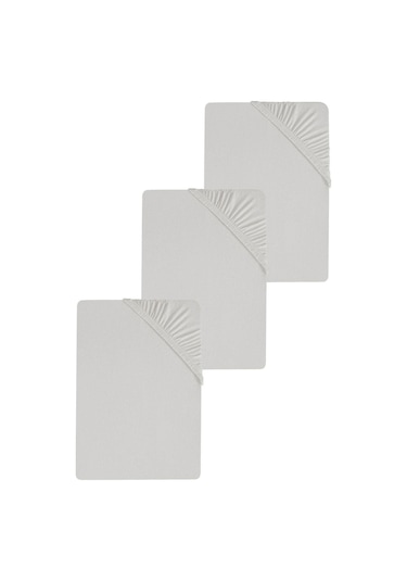 3 Adet Düz Pamuklu Tek Kişilik 80 X 200 + 30 Cm Lastikli Penye Çarşaf Gri