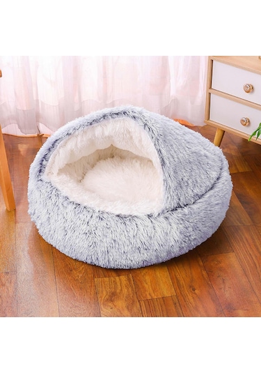 Suntek Yuvarlak Kedi Yatağı Sıcak Rahat Pet Hayvan Evi 50cm-gri