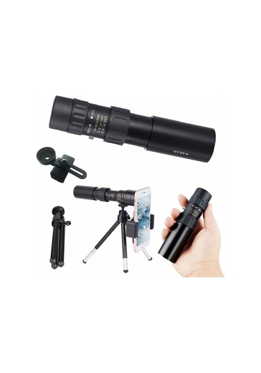 Samdoo 10-300x40 Optik Monoküler Teleskop, Akıllı Telefon Tutucu Ve Tripodlu, Su Geçirmez Kompakt, Kuş İzleme, Av, Yürüyüş, Koncertler İçin Siyah Set