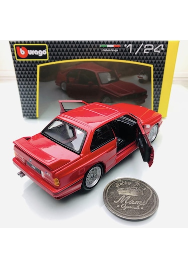 Yeni - New 1988 Bmw M3 E30 Red 1:24 Ölçek Burago Marka