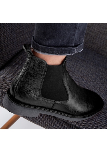 Ducavelli Edinburg Hakiki Deri Kaydırmaz Taban Chelsea Günlük Bot Siyah