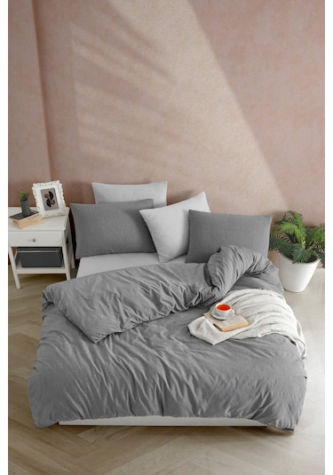 Tabu Home İpliği Boyalı Antrasit Çift Kişilik Nevresim Seti Antrasit