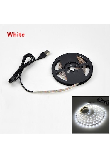 Beyaz 5v Usb Güç Led Şerit Işık Rgb 2835 3528 Smd Hdtv Tv Masaüstü Bilgisayar Ekranı Arka Işık Ve Önyargı Aydınlatma 1m 2m 3m 4m 5m Şerit Işık 4m