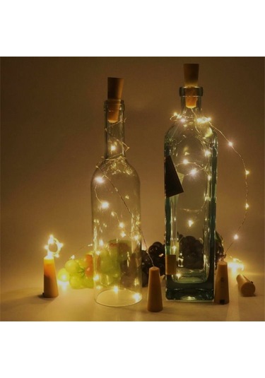 Mantar Şişe Ledi 2 Metre 20 Led Sarı Işık 5 Adet