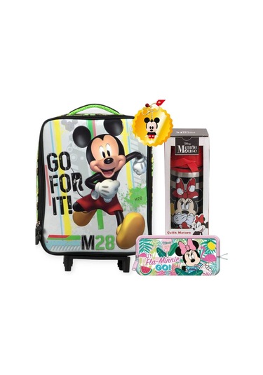 Ottonya Çekçekli Anaokulu Çantası , Çift Gözlü Kalem Çantası , Anahtarlık Ve Çelik Matara Çok Renkli