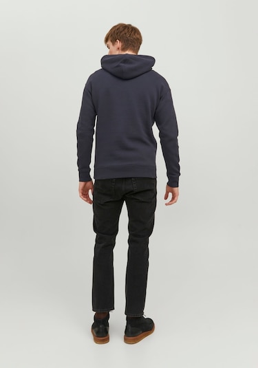 Jack & Jones Kabartma Baskılı Kapüşonlu Sweatshirt - Star 12233972 Dark Navy Lacivert
