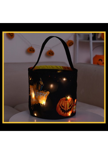 Konesam Halloween Işıklı Led Çanta - 3 Işık Modu Hızlı/ Yavaş Flash Ve Sürekli Açık - Kadife Malzeme - Yolcu Ve Çocuklar İçin - Şeker, Oyuncak Taşıma - 3xlr44 Pil Dahil Siyah